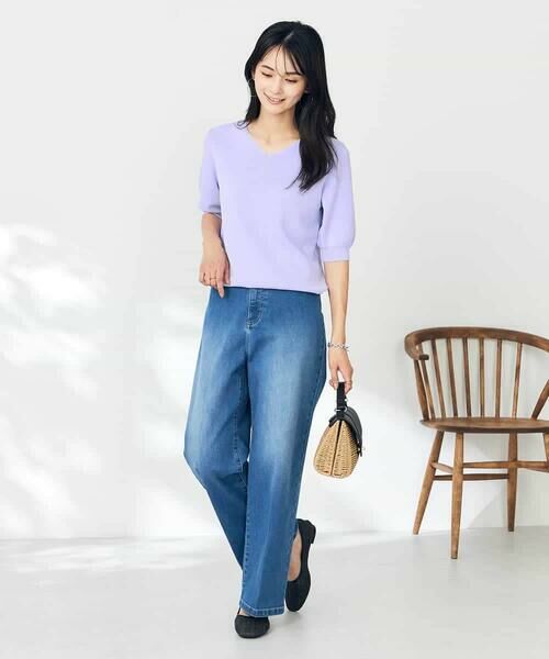 a.v.v / アー・ヴェ・ヴェ ニット・セーター | 【接触冷感/UVカット】Vネックパフスリーブ美ラクるサマーニット【WEB限定】 | 詳細16