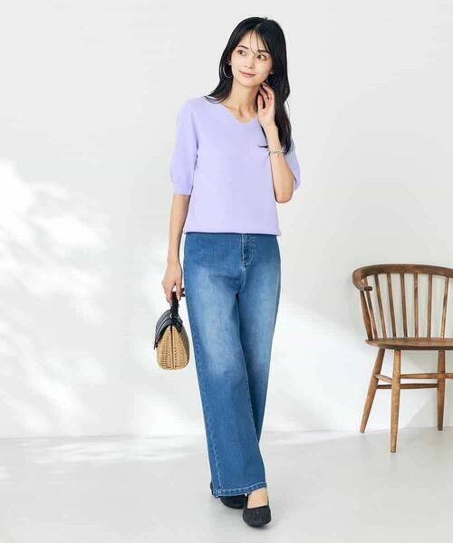 a.v.v / アー・ヴェ・ヴェ ニット・セーター | 【接触冷感/UVカット】Vネックパフスリーブ美ラクるサマーニット【WEB限定】 | 詳細17