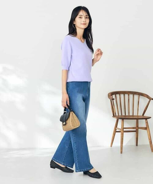 a.v.v / アー・ヴェ・ヴェ ニット・セーター | 【接触冷感/UVカット】Vネックパフスリーブ美ラクるサマーニット【WEB限定】 | 詳細18