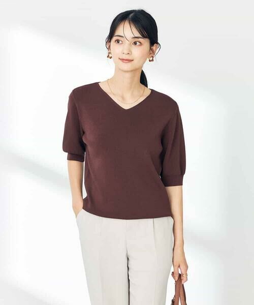 a.v.v / アー・ヴェ・ヴェ ニット・セーター | 【接触冷感/UVカット】Vネックパフスリーブ美ラクるサマーニット【WEB限定】 | 詳細19