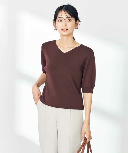 a.v.v / アー・ヴェ・ヴェ ニット・セーター | 【接触冷感/UVカット】Vネックパフスリーブ美ラクるサマーニット【WEB限定】 | 詳細20