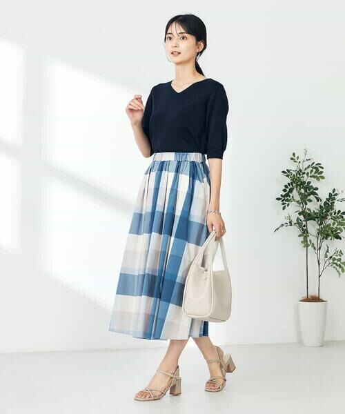 a.v.v / アー・ヴェ・ヴェ ニット・セーター | 【接触冷感/UVカット】Vネックパフスリーブ美ラクるサマーニット【WEB限定】 | 詳細9