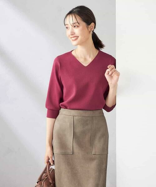 a.v.v / アー・ヴェ・ヴェ ニット・セーター | 【UVカット/洗える】Vネック美ラクるパフスリーブニット | 詳細1