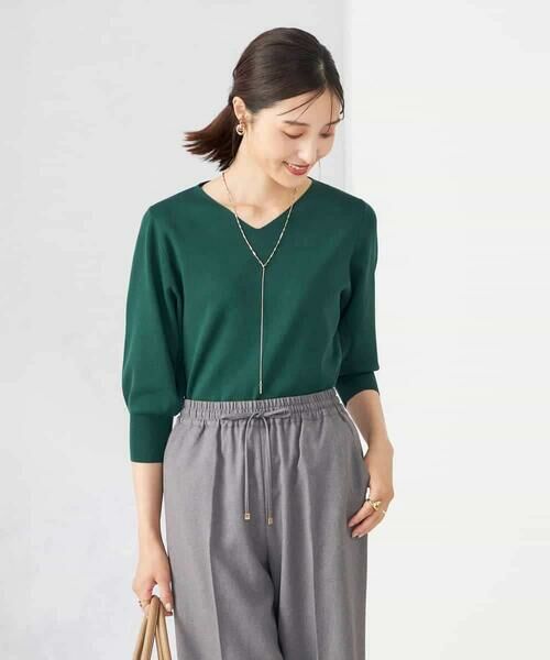a.v.v / アー・ヴェ・ヴェ ニット・セーター | 【UVカット/洗える】Vネック美ラクるパフスリーブニット | 詳細10