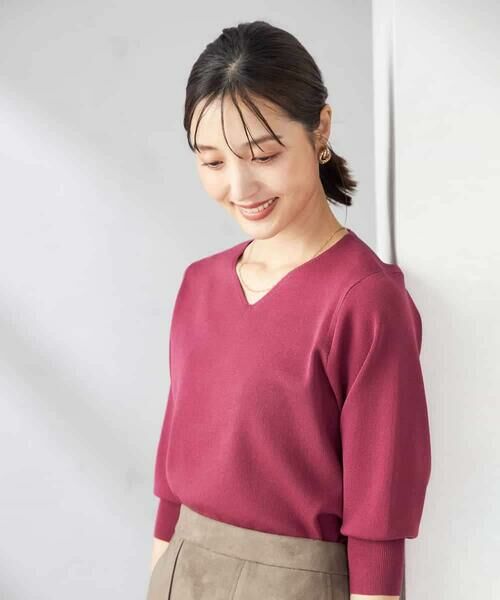 a.v.v / アー・ヴェ・ヴェ ニット・セーター | 【UVカット/洗える】Vネック美ラクるパフスリーブニット | 詳細3