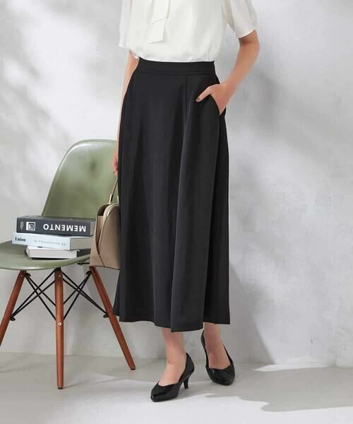 a.v.v / アー・ヴェ・ヴェ ロング・マキシ丈スカート | 【洗える】ドライタッチフレアスカート(ブラック)