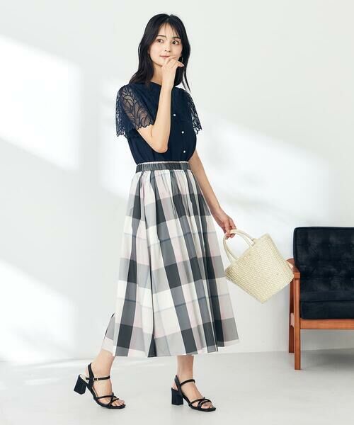 a.v.v / アー・ヴェ・ヴェ ロング・マキシ丈スカート | 【接触冷感/洗える】ビックチェックタフタスカート | 詳細4
