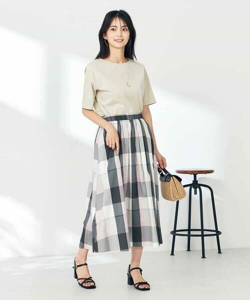a.v.v / アー・ヴェ・ヴェ ロング・マキシ丈スカート | 【接触冷感/洗える】ビックチェックタフタスカート | 詳細9