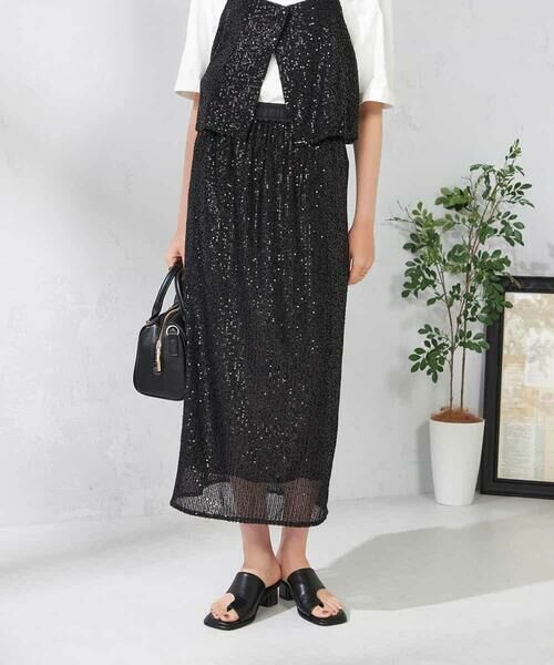 a.v.v / アー・ヴェ・ヴェ ロング・マキシ丈スカート | スパンコールナロースカート | 詳細1