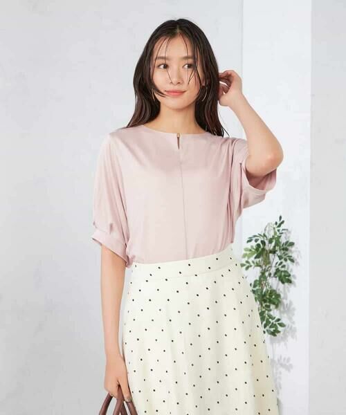 a.v.v / アー・ヴェ・ヴェ カットソー | 【接触冷感/UVカット/吸水速乾】チャームネックパフスリーブトップス | 詳細1