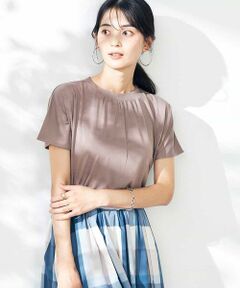 a.v.v / アー・ヴェ・ヴェ カットソー | 【接触冷感/速乾/UVカット】ギャザーネックフレンチスリーブカットソー