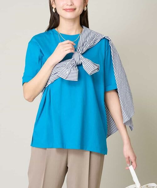 a.v.v/アー・ヴェ・ヴェ 【コットン100%】大人のハーフスリーブTシャツ ブルー S a.v.v/アー・ヴェ・ヴェ 【コットン100%】大人のハーフスリーブTシャツ ブルー S