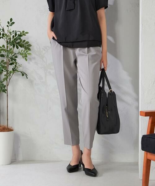 a.v.v / アー・ヴェ・ヴェ チノ・ワークパンツ | 【接触冷感/洗える/イージーケア】美ラクるスッキリ見えストライプテーパードパンツ(ライトグレー)