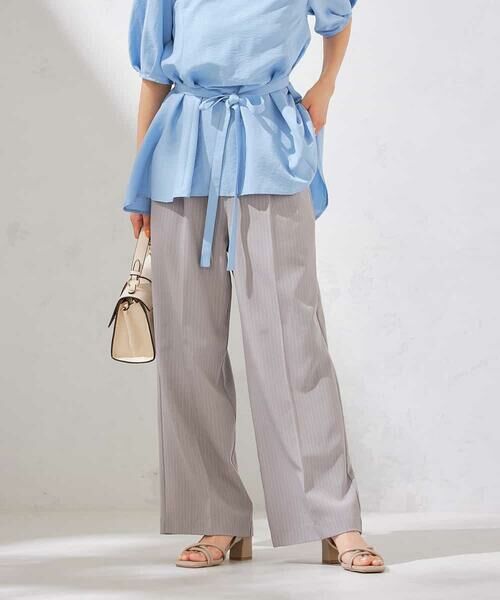 a.v.v / アー・ヴェ・ヴェ その他パンツ | 【接触冷感/洗える/イージーケア】美ラクるスッキリ見えストライプワイドパンツ | 詳細1