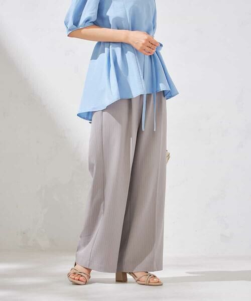 a.v.v / アー・ヴェ・ヴェ その他パンツ | 【接触冷感/洗える/イージーケア】美ラクるスッキリ見えストライプワイドパンツ | 詳細2