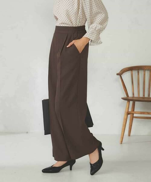 a.v.v / アー・ヴェ・ヴェ その他パンツ | 【洗える/イージーケア/ストレッチ/吸水速乾】美ラクるスッキリ見えワイドパンツ | 詳細1