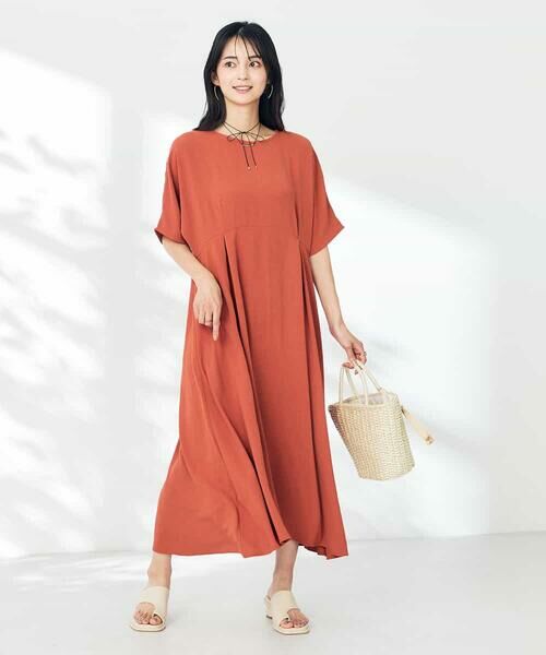 a.v.v / アー・ヴェ・ヴェ ロング・マキシ丈ワンピース | 【接触冷感/洗える/ストレッチ/UVカット】ウエスト切り替えドルマンワンピース | 詳細1