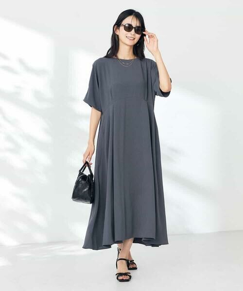 a.v.v / アー・ヴェ・ヴェ ロング・マキシ丈ワンピース | 【接触冷感/洗える/ストレッチ/UVカット】ウエスト切り替えドルマンワンピース | 詳細13