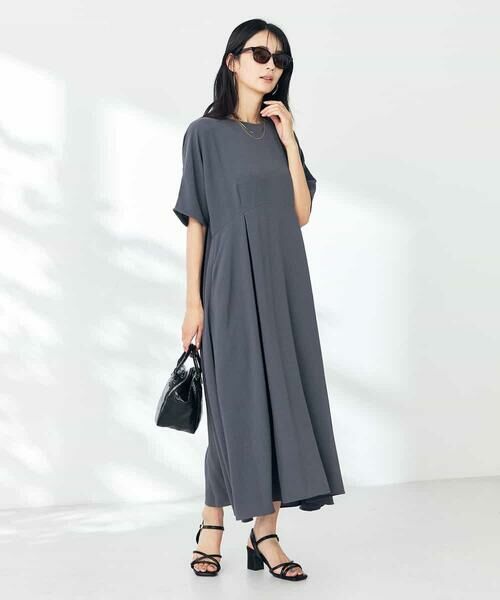 a.v.v / アー・ヴェ・ヴェ ロング・マキシ丈ワンピース | 【接触冷感/洗える/ストレッチ/UVカット】ウエスト切り替えドルマンワンピース | 詳細15