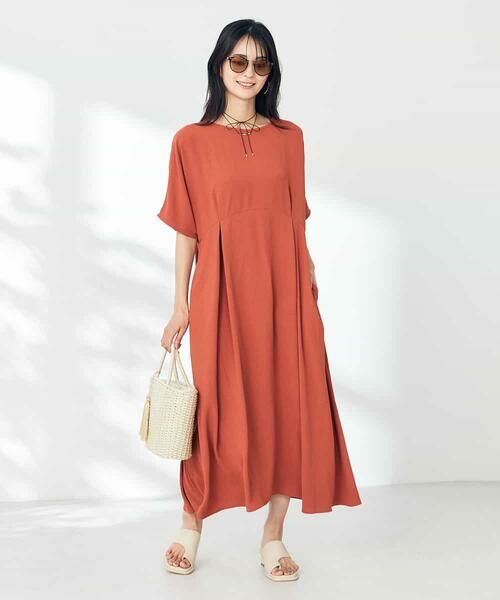 a.v.v / アー・ヴェ・ヴェ ロング・マキシ丈ワンピース | 【接触冷感/洗える/ストレッチ/UVカット】ウエスト切り替えドルマンワンピース | 詳細5