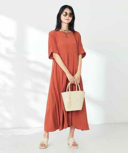 a.v.v / アー・ヴェ・ヴェ ロング・マキシ丈ワンピース | 【接触冷感/洗える/ストレッチ/UVカット】ウエスト切り替えドルマンワンピース | 詳細6