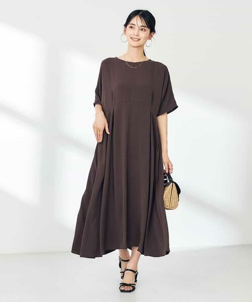 a.v.v / アー・ヴェ・ヴェ ロング・マキシ丈ワンピース | 【接触冷感/洗える/ストレッチ/UVカット】ウエスト切り替えドルマンワンピース | 詳細8