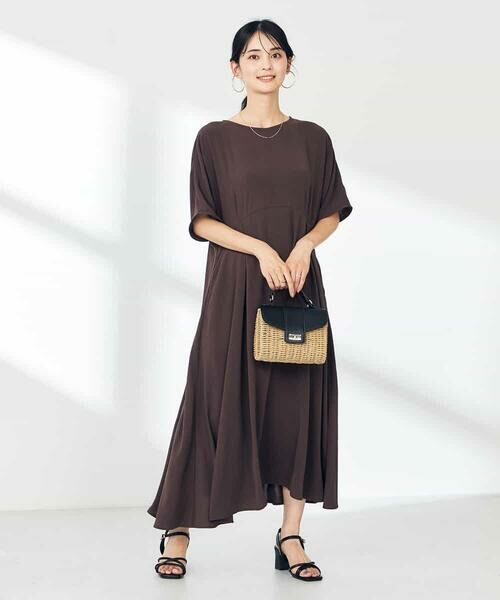 a.v.v / アー・ヴェ・ヴェ ロング・マキシ丈ワンピース | 【接触冷感/洗える/ストレッチ/UVカット】ウエスト切り替えドルマンワンピース | 詳細9