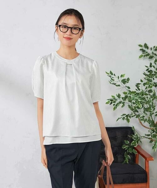 a.v.v / アー・ヴェ・ヴェ シャツ・ブラウス | 【ストレッチ/洗える】チャーム付きボウタイブラウス | 詳細1