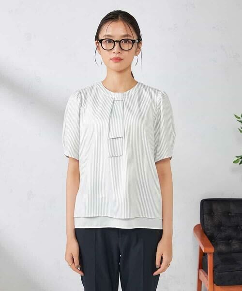 a.v.v / アー・ヴェ・ヴェ シャツ・ブラウス | 【ストレッチ/洗える】チャーム付きボウタイブラウス | 詳細22