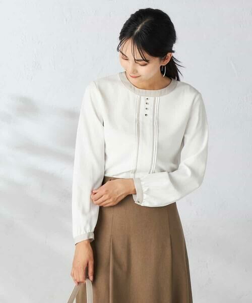 a.v.v / アー・ヴェ・ヴェ シャツ・ブラウス | 【洗える】バイカラーピンタックブラウス | 詳細2