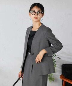 a.v.v / アー・ヴェ・ヴェ ノーカラージャケット | 【洗える/イージーケア/吸水速乾/ストレッチ】梳毛調Vネックジャケット