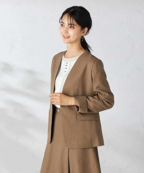 a.v.v / アー・ヴェ・ヴェ ノーカラージャケット | 【洗える/イージーケア/吸水速乾/ストレッチ】梳毛調Vネックジャケット | 詳細1