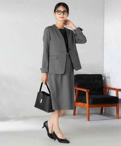 a.v.v / アー・ヴェ・ヴェ ノーカラージャケット | 【洗える/イージーケア/吸水速乾/ストレッチ】梳毛調Vネックジャケット | 詳細12