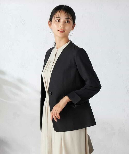 a.v.v / アー・ヴェ・ヴェ ノーカラージャケット | 【洗える/イージーケア/吸水速乾/ストレッチ】梳毛調Vネックジャケット | 詳細14