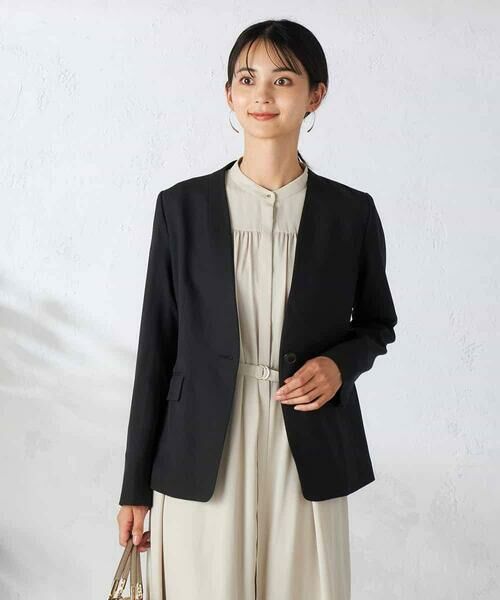 a.v.v / アー・ヴェ・ヴェ ノーカラージャケット | 【洗える/イージーケア/吸水速乾/ストレッチ】梳毛調Vネックジャケット | 詳細15