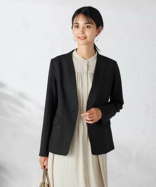 a.v.v / アー・ヴェ・ヴェ ノーカラージャケット | 【洗える/イージーケア/吸水速乾/ストレッチ】梳毛調Vネックジャケット | 詳細17