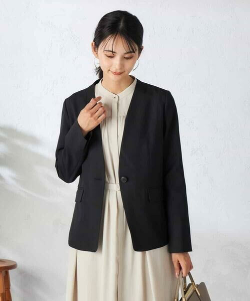 a.v.v / アー・ヴェ・ヴェ ノーカラージャケット | 【洗える/イージーケア/吸水速乾/ストレッチ】梳毛調Vネックジャケット | 詳細18