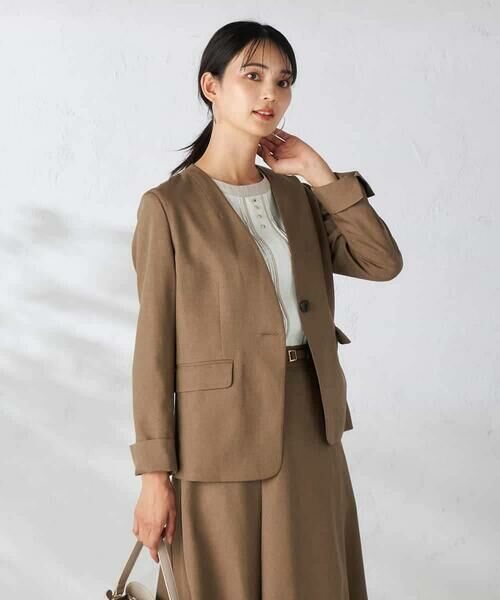 a.v.v / アー・ヴェ・ヴェ ノーカラージャケット | 【洗える/イージーケア/吸水速乾/ストレッチ】梳毛調Vネックジャケット | 詳細2