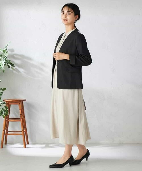 a.v.v / アー・ヴェ・ヴェ ノーカラージャケット | 【洗える/イージーケア/吸水速乾/ストレッチ】梳毛調Vネックジャケット | 詳細21