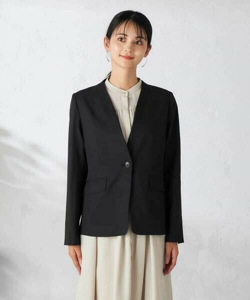 a.v.v / アー・ヴェ・ヴェ ノーカラージャケット | 【洗える/イージーケア/吸水速乾/ストレッチ】梳毛調Vネックジャケット | 詳細23