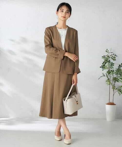 a.v.v / アー・ヴェ・ヴェ ノーカラージャケット | 【洗える/イージーケア/吸水速乾/ストレッチ】梳毛調Vネックジャケット | 詳細5