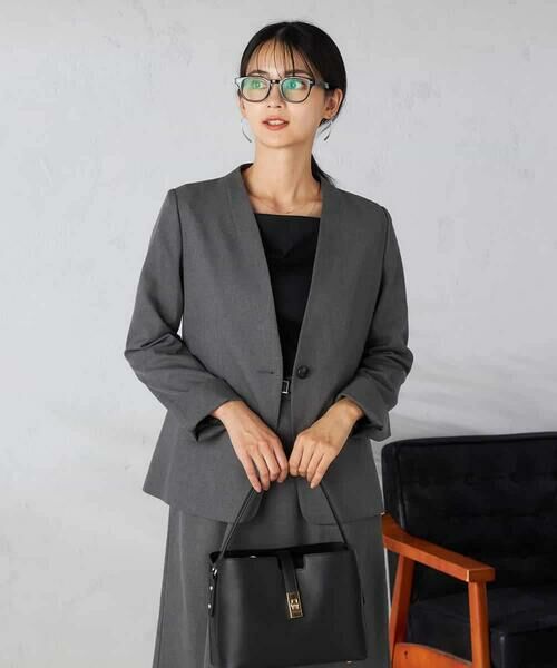 a.v.v / アー・ヴェ・ヴェ ノーカラージャケット | 【洗える/イージーケア/吸水速乾/ストレッチ】梳毛調Vネックジャケット | 詳細9