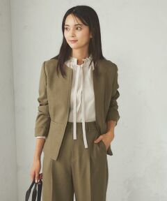 a.v.v / アー・ヴェ・ヴェ ノーカラージャケット | 【洗える/イージーケア/吸水速乾/ストレッチ】梳毛調キーネックジャケット