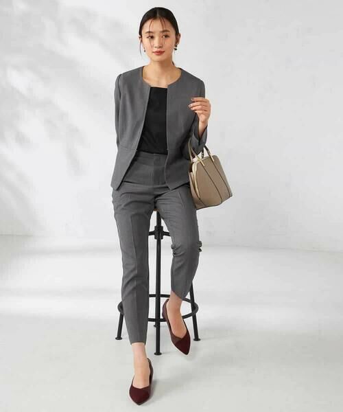 a.v.v / アー・ヴェ・ヴェ ノーカラージャケット | 【洗える/イージーケア/吸水速乾/ストレッチ】梳毛調キーネックジャケット | 詳細18