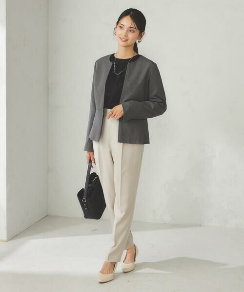 a.v.v / アー・ヴェ・ヴェ ノーカラージャケット | 【洗える/イージーケア/吸水速乾/ストレッチ】梳毛調キーネックジャケット | 詳細25