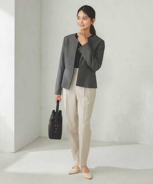 a.v.v / アー・ヴェ・ヴェ ノーカラージャケット | 【洗える/イージーケア/吸水速乾/ストレッチ】梳毛調キーネックジャケット | 詳細26