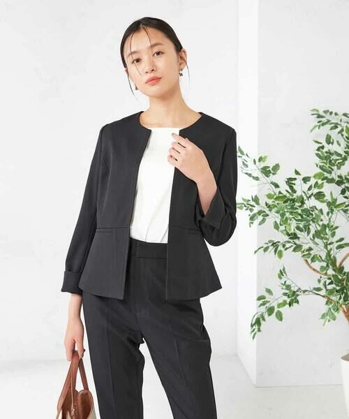 a.v.v / アー・ヴェ・ヴェ ノーカラージャケット | 【洗える/イージーケア/吸水速乾/ストレッチ】梳毛調キーネックジャケット | 詳細28