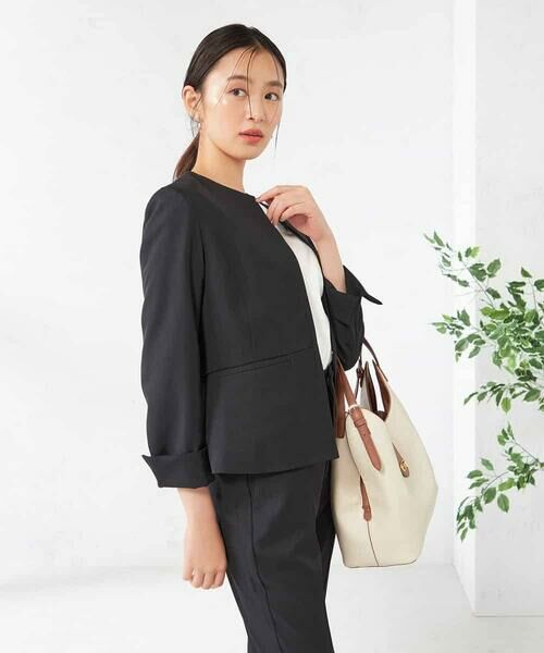 a.v.v / アー・ヴェ・ヴェ ノーカラージャケット | 【洗える/イージーケア/吸水速乾/ストレッチ】梳毛調キーネックジャケット | 詳細29