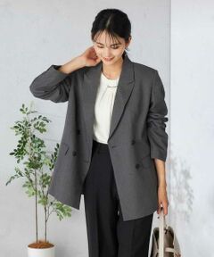 a.v.v / アー・ヴェ・ヴェ テーラードジャケット | 【洗える/イージーケア/吸水速乾/ストレッチ】梳毛調ダブルブレストジャケット