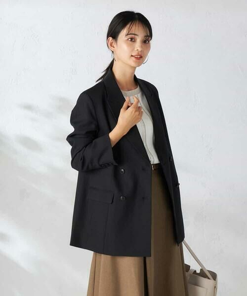 a.v.v / アー・ヴェ・ヴェ テーラードジャケット | 【洗える/イージーケア/吸水速乾/ストレッチ】梳毛調ダブルブレストジャケット | 詳細15